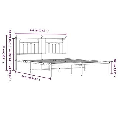 Bedframe met hoofdbord metaal wit 180x200 cm Bedframe met hoofdbord metaal wit 180x200 cm