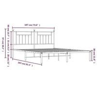 Bedframe met hoofdbord metaal wit 180x200 cm - thumbnail