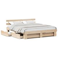 Bedframe met hoofdeinde Bruin 180 x 200 cm Massief grenenhout - thumbnail