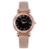 Gogoey dames sterrenhemel lederen riem horloge (abrikoos) - thumbnail