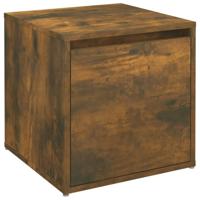 Opbergbox met lade 40,5x40x40 cm bewerkt hout gerookt eiken - thumbnail
