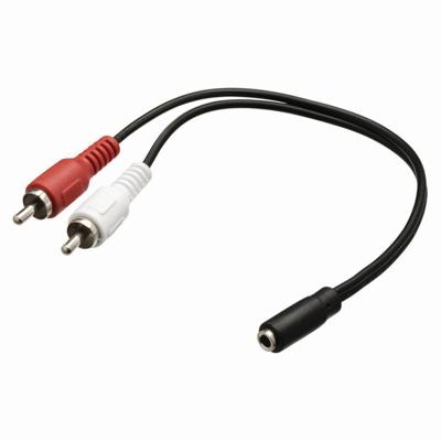 Stereo-Audiokabel | 2x RCA Male - 3,5 mm Female | 0,2 m | Zwart