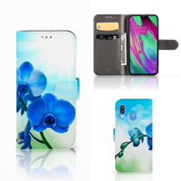 Samsung Galaxy A40 Hoesje Orchidee Blauw - Cadeau voor je Moeder - thumbnail