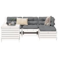 5-delige Loungeset massief grenenhout wit - thumbnail