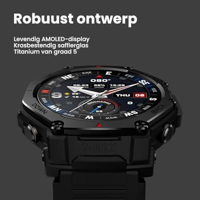 Amazfit T-Rex 3 Pro Outdoor Smartwatch 48mm, Saffier AMOLED-display, Ti-bezel, GPS, Offline-kaarten, 25 dagen batterij, Ingebouwde zaklamp, 10 ATM waterbestendig, 180+ sportmodi, voor Android & iPhone