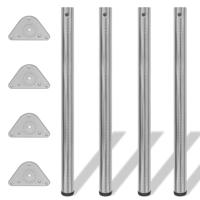 Tafelpoten in hoogte verstelbaar geborsteld nikkel 870 mm 4 st - thumbnail