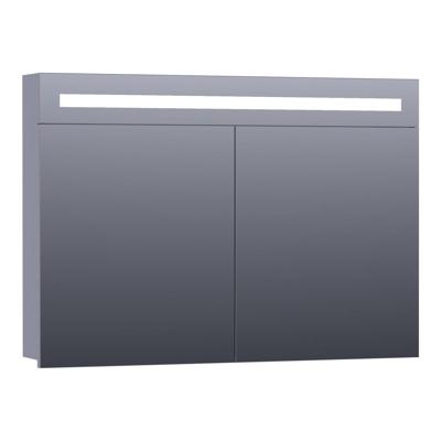 Brauer Promise Spiegelkast - 100 cm - met Directe Verlichting - 2 Enkelzijdige Spiegeldeuren - Mat Grijs