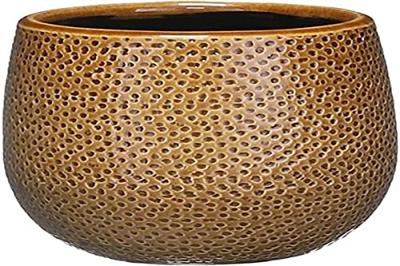 Mica Decorations Bloempot - okergeel - keramiek - 14 x 12 cm