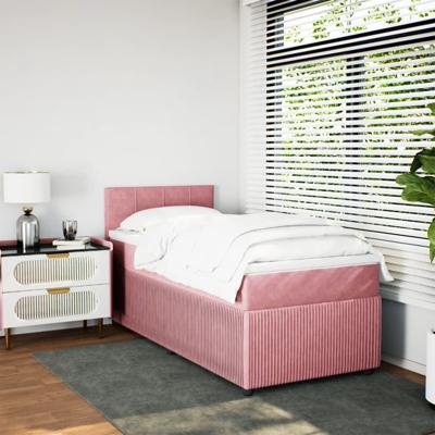 Boxspring met matras fluweel roze 200x200 cm