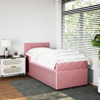 Boxspring met matras fluweel roze 200x200 cm - thumbnail