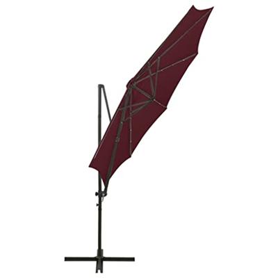 VidaXL Zweefparasol met paal en led-verlichting 300 cm bordeauxrood