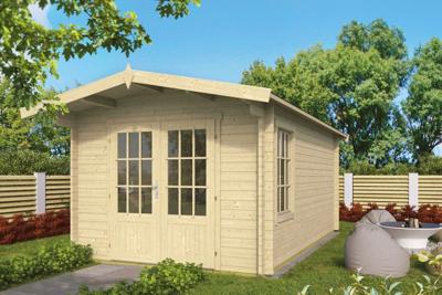 Tuindeco Julia Blokhut 300x500 cm 40 mm vuren blank- Zadeldak- Onbehandeld vurenhout- Tuindeco