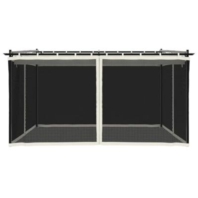 Prieel met zijwanden van gaas 4x3 m staal crmekleurig Prieel met zijwanden van gaas 4x3 m staal crmekleurig