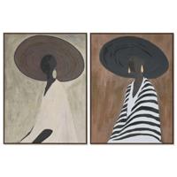 Schilderij Home ESPRIT Wit Bruin Hoed Modern 90 x 4 x 120 cm (2 Stuks) - thumbnail