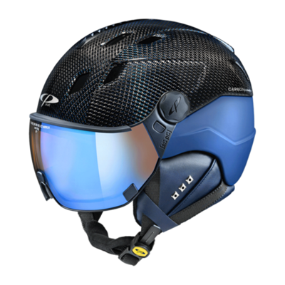 CP Corao+ Carbon skihelm zwart blauw glans met meekleurend & polariserend vizier (3 Keuzes) - zeer veilig