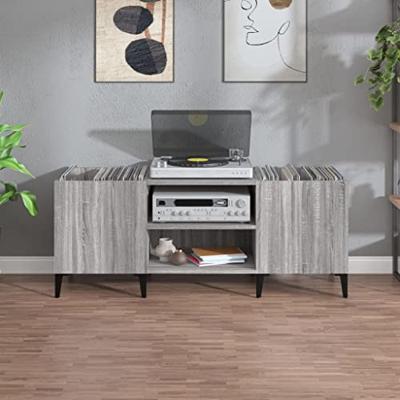 Platenkast 121x38x48 cm bewerkt hout grijs sonoma eikenkleurig - thumbnail
