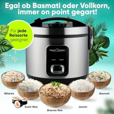 Profi Cook PC-RK 1285 Rijstkoker Inox, Zwart Profi Cook PC-RK 1285 Rijstkoker Inox, Zwart