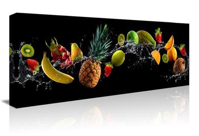 Schilderij - Verfrissend Fruit, prachtig voor in de keuken, 120x40