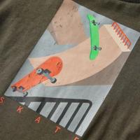 Kindershirt met lange mouwen skateboardprint 104 kakikleurig - thumbnail