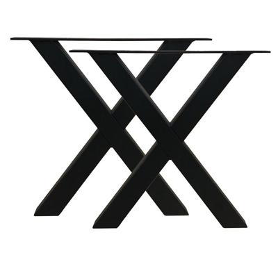 Set stalen X bankpoten / meubelpoten 54 bij 6 cm en hoogte 37,5 cm zwart (5 x 5 cm) - 2 stuks