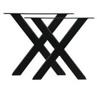 Set stalen X bankpoten / meubelpoten 54 bij 6 cm en hoogte 37,5 cm zwart (5 x 5 cm) - 2 stuks - thumbnail