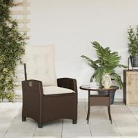 Tuinstoel verstelbaar met kussens poly rattan bruin - thumbnail