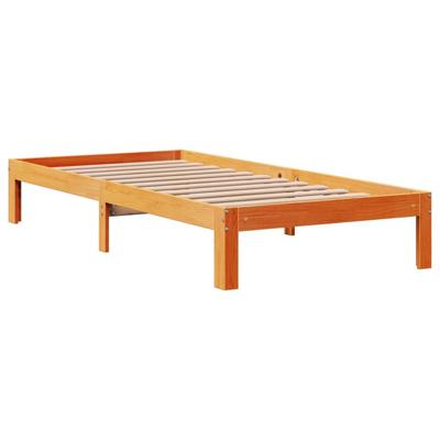 Bed met boekenkast zonder matras grenenhout wasbruin 100x200 cm
