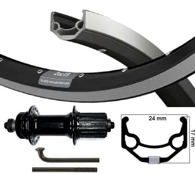 Kgs achterwiel 28 inch 622 cassette 8-10 speed zac 19 zwart/zilver centerlock / v-brake