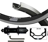 Kgs achterwiel 28 inch 622 cassette 8-10 speed zac 19 zwart/zilver centerlock / v-brake - thumbnail