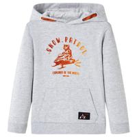 VidaXL Kindertrui met capuchon 140 gemêleerd grijs en oranje - thumbnail