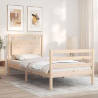 Bedframe met hoofdbord massief hout - thumbnail