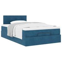 Ottoman bed met matras 120x200cm fluweel donkerblauw - thumbnail