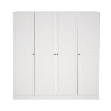 Kledingkast Lynn 4-deurs - wit - 200x196x62 cm - Leen Bakker