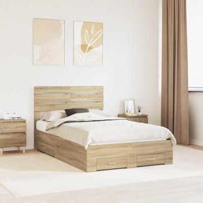 Bedframe met lade met hoofdeinde met opslag Bewerkt hout