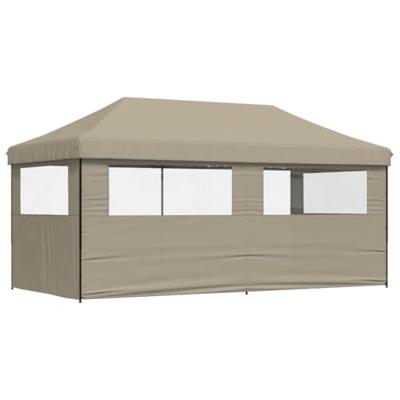 Partytent inklapbaar pop-up met 3 zijwanden taupe - thumbnail