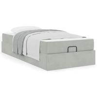 Bedframe met matras met opslag Lichtgrijs 90 x 200 cm Fluweel - thumbnail