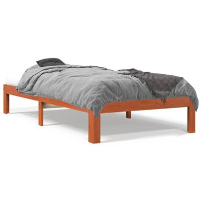 Bedframe zonder matras massief grenenhout wasbruin 100x200 cm