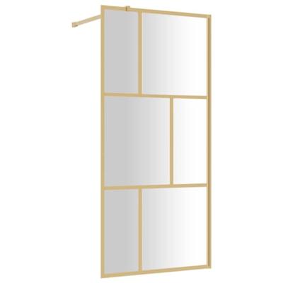 VidaXL Inloopdouchewand transparant 90x195 cm esg-glas goudkleurig