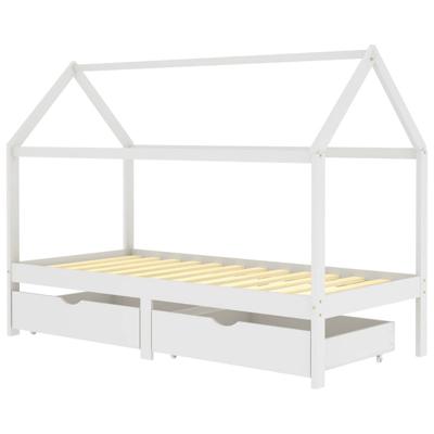 Kinderbedframe met lades massief grenenhout 90x200 cm wit