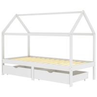 Kinderbedframe met lades massief grenenhout 90x200 cm wit - thumbnail