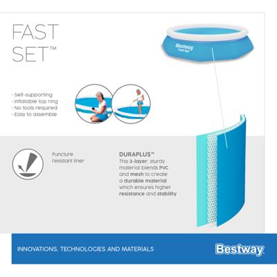 Bestway Opblaasbaar Zwembad Volwassen Ring met Filter 244x61 cm Tuin 57450 - thumbnail