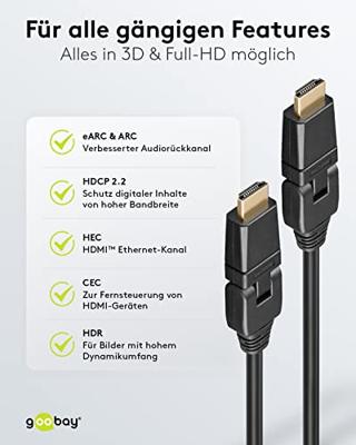goobay High-speed HDMI 360° kabel met Ethernet