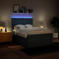 Boxspring met matras stof blauw 140x190 cm - thumbnail