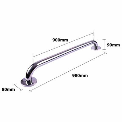 Handgreep RVS met gepolijste afwerking | Lengte: 98 cm | Wandbeugels | Schroefmontage | Geschikt voor bad, douche en toilet