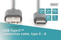 Digitus USB-kabel USB 2.0 USB-C stekker, USB-A stekker 1.00 m Zwart Flexibel AK-300154-010-S - thumbnail