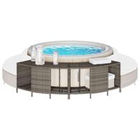 VidaXL Opbergschappen voor hottub 2 st poly rattan grijs - thumbnail