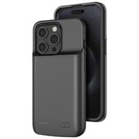 Lunso - iPhone 15 Plus case - Powerbank hoesje - 6000 mAh - Zwart - thumbnail