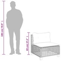 7-delige Loungeset met kussens poly rattan zwart - thumbnail