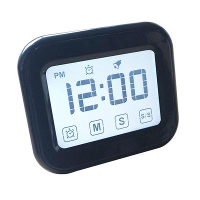 Keuken timer digitale wekker groot LCD-aanraakscherm worden geleverd met nachtlampje voor het bakken van koken (zwart)