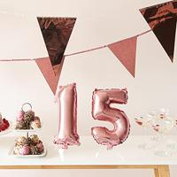 Cijfer Ballon &apos;9&apos; Folie Rosé Goud 36cm - thumbnail